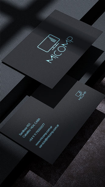 MiComp – Business card design showcasing a clean, professional layout that reflects expertise in computer repair and technical support services.