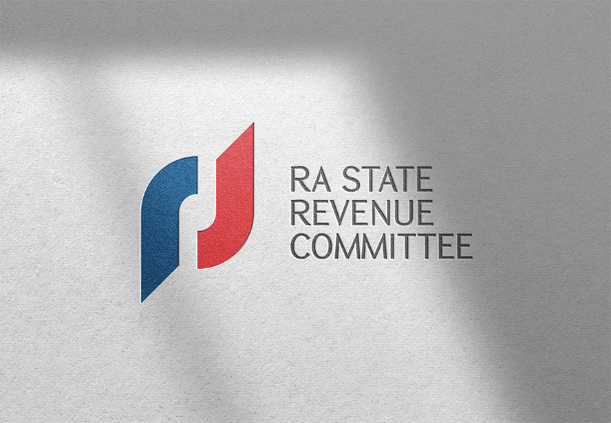 RA State Revenue Committee Logo – Elegant embossed branding on textured light paper, reinforcing professionalism and institutional presence.