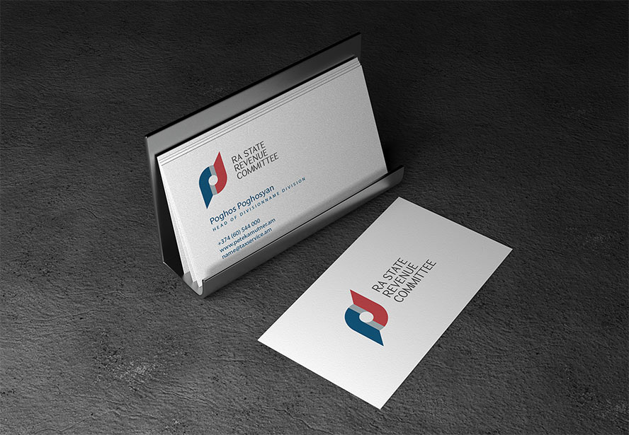 RA State Revenue Committee Business Card – Professional branding showcased on a concrete floor backdrop, enhancing authority and trust.