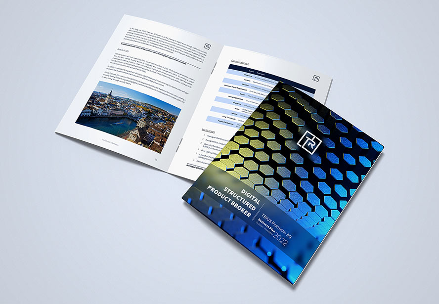 Trius Partners AG Business Plan Brochure – A structured document featuring a refined cover and inner pages, ensuring clarity and investor engagement.