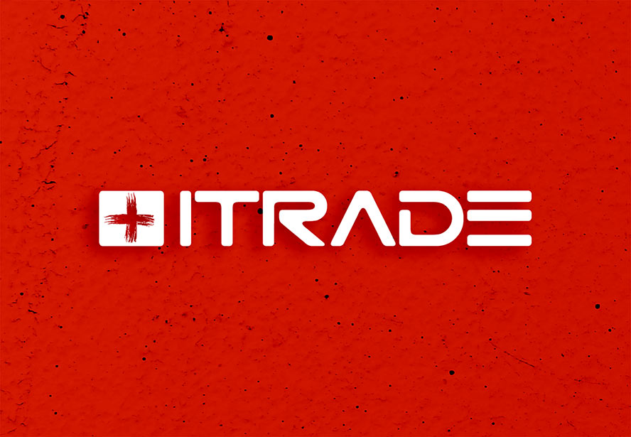 iTrade Business Card – A striking red-themed business card designed for strong brand recognition and high-impact appeal.