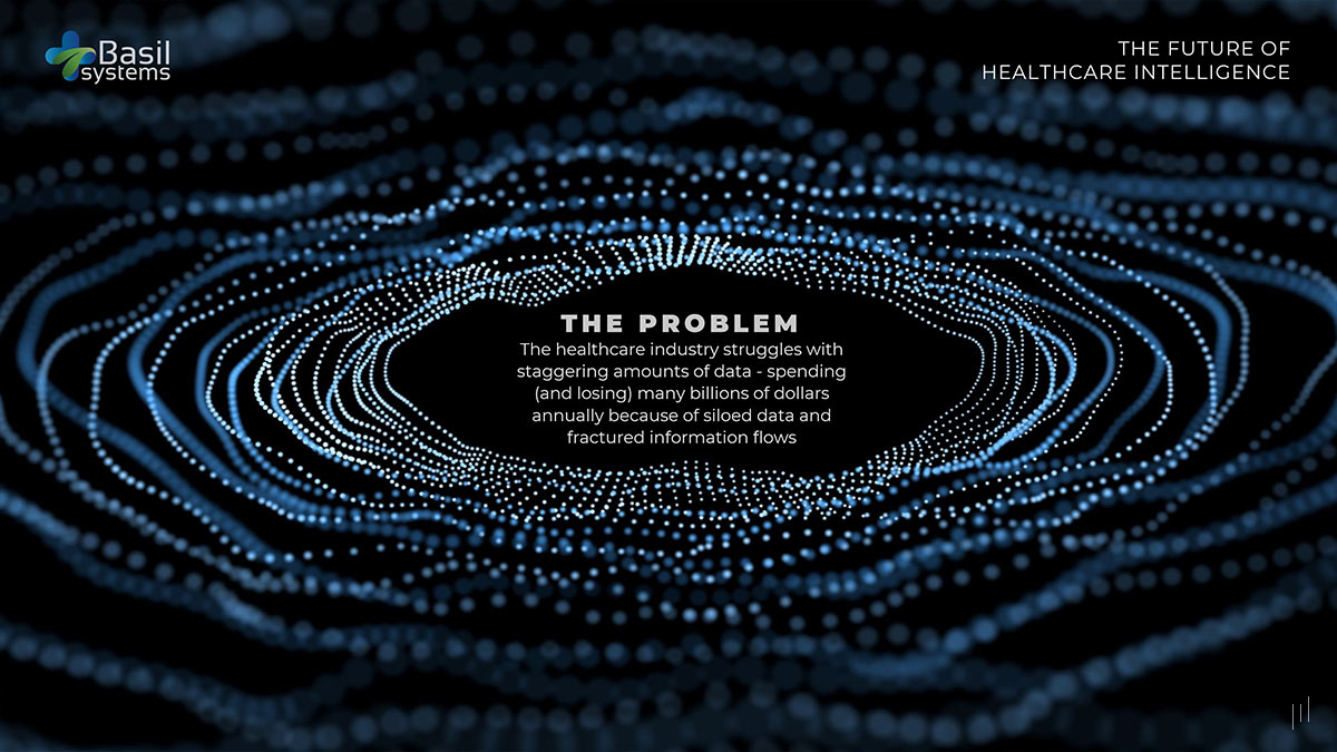 Basil Systems Investor Presentation – Illustrated slide depicting key challenges in regulatory and quality processes within the healthcare sector.