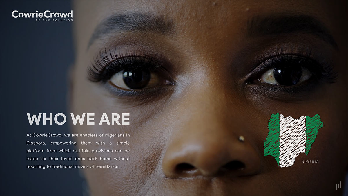 CowrieCrowd Business Presentation – Slide outlining the company’s vision, values, and commitment to bridging financial and service gaps.