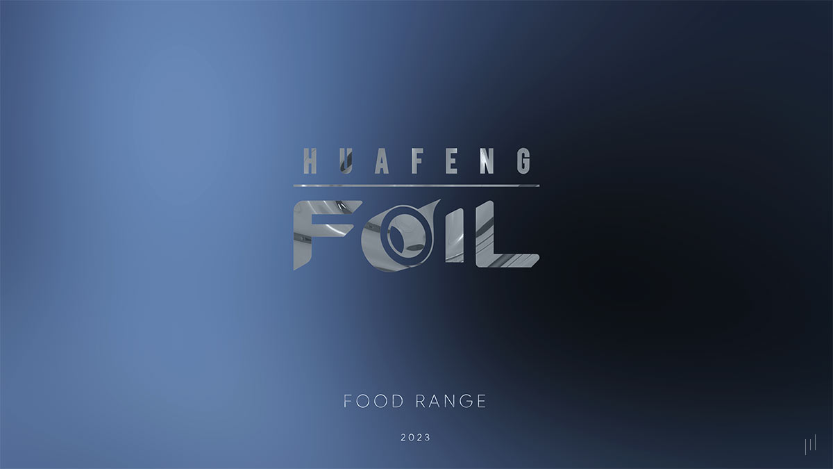 Huafeng Foil Food Range – Opening slide introducing the brand’s commitment to sustainable aluminum foil solutions.