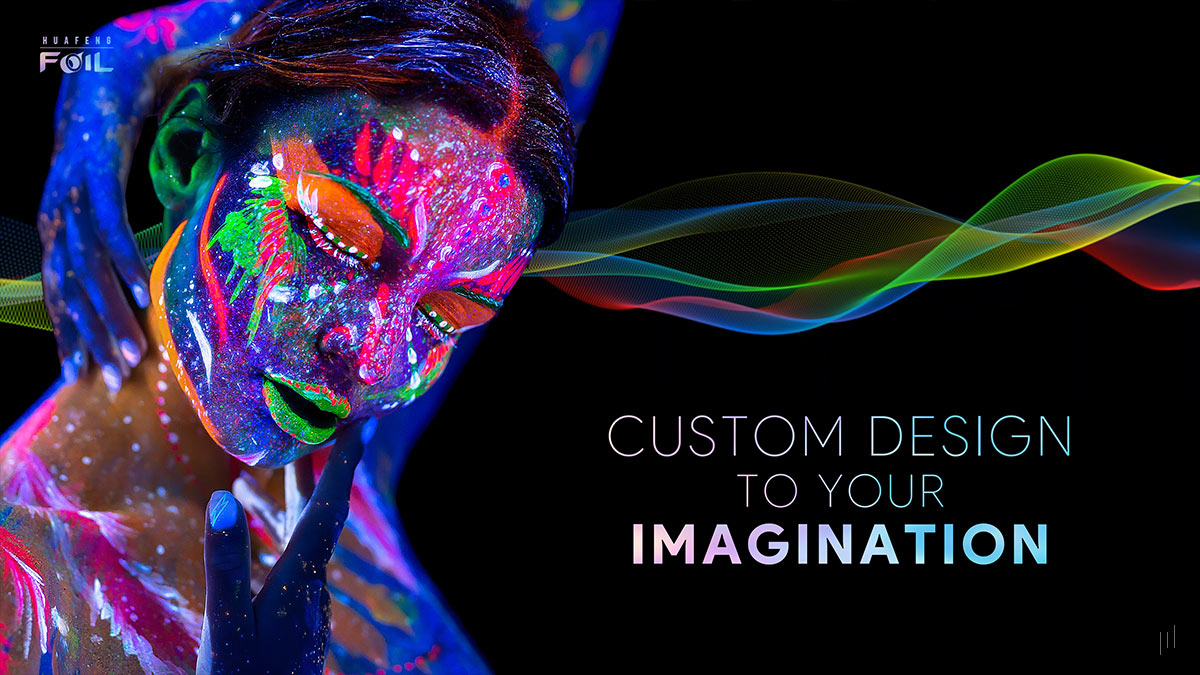 Huafeng Foil Hair & Beauty Range – Slide showcasing fully customizable foil designs tailored to salon branding.