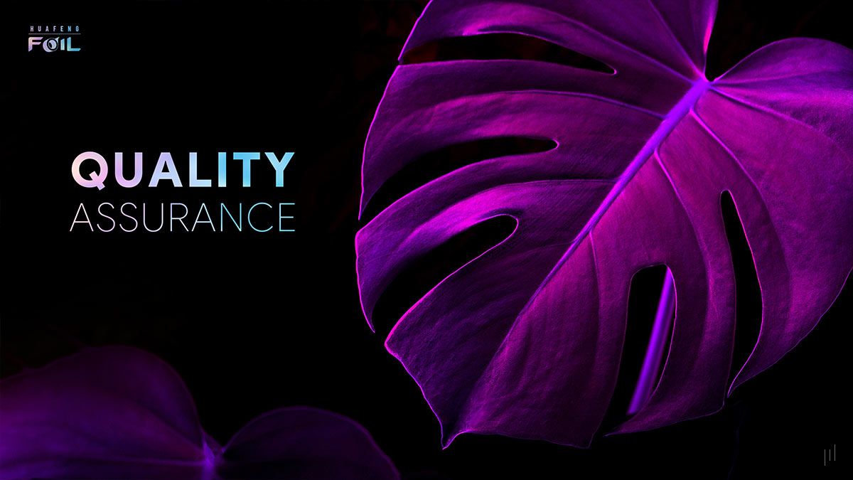 Huafeng Foil Hair & Beauty Range – Slide reinforcing the company’s commitment to high-quality manufacturing standards.