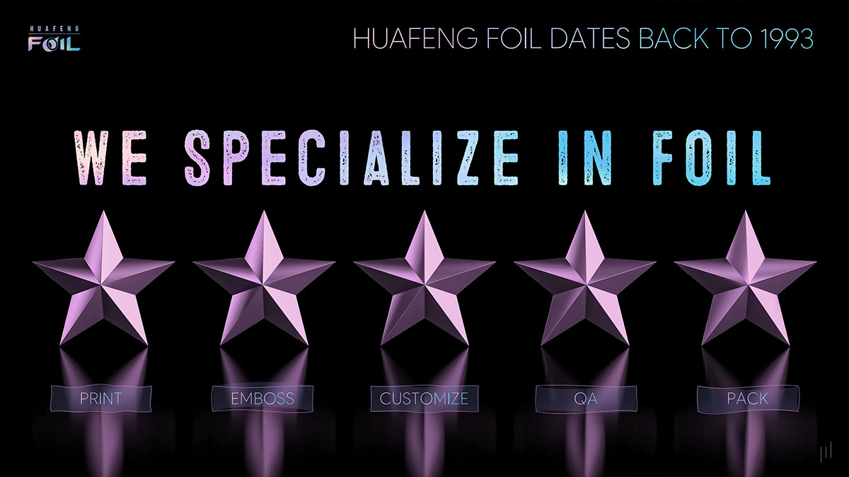 Huafeng Foil Hair & Beauty Range – Slide emphasizing the company’s expertise in aluminum foil manufacturing for the beauty industry.