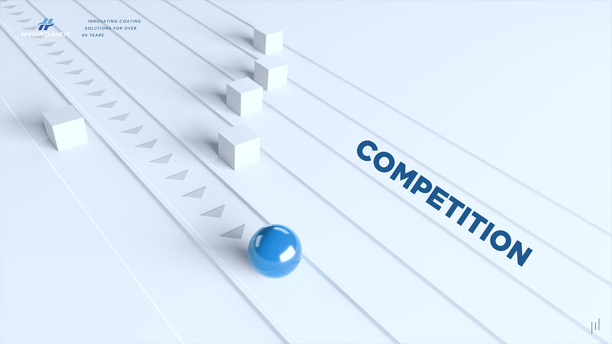 Hydromer Investor Pitch Deck – Slide mapping Hydromer’s competitive landscape and differentiation strategy.