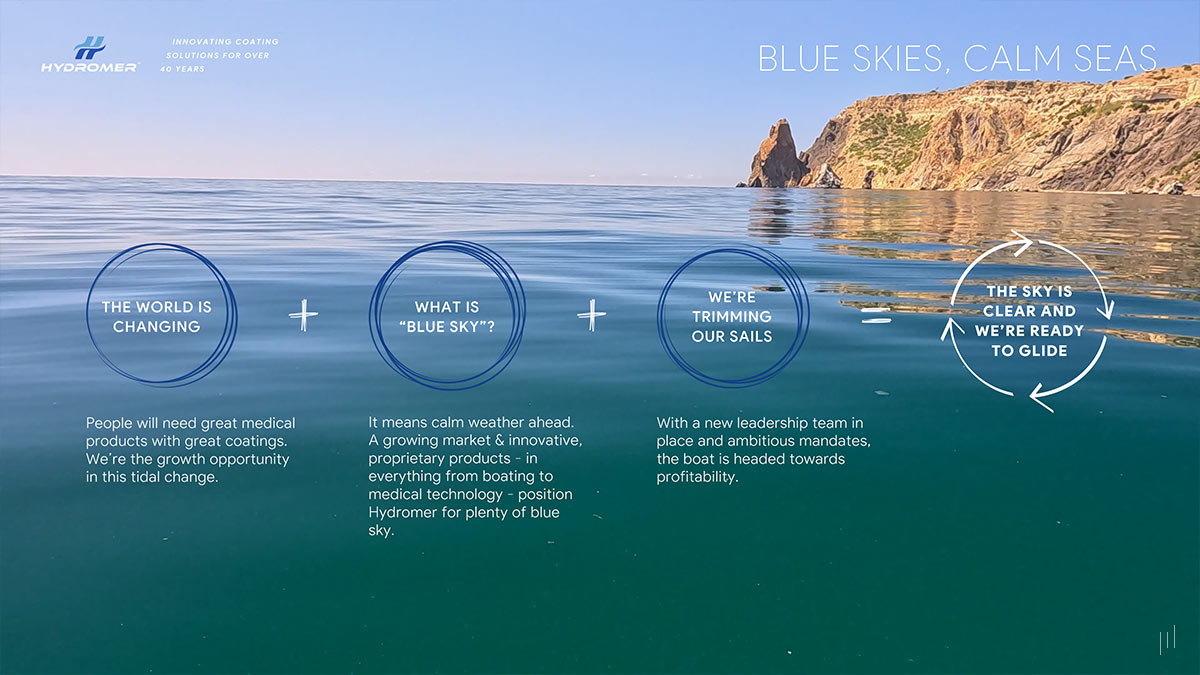 Hydromer Investor Pitch Deck – Closing slide reinforcing Hydromer’s vision for sustainable growth and innovation.