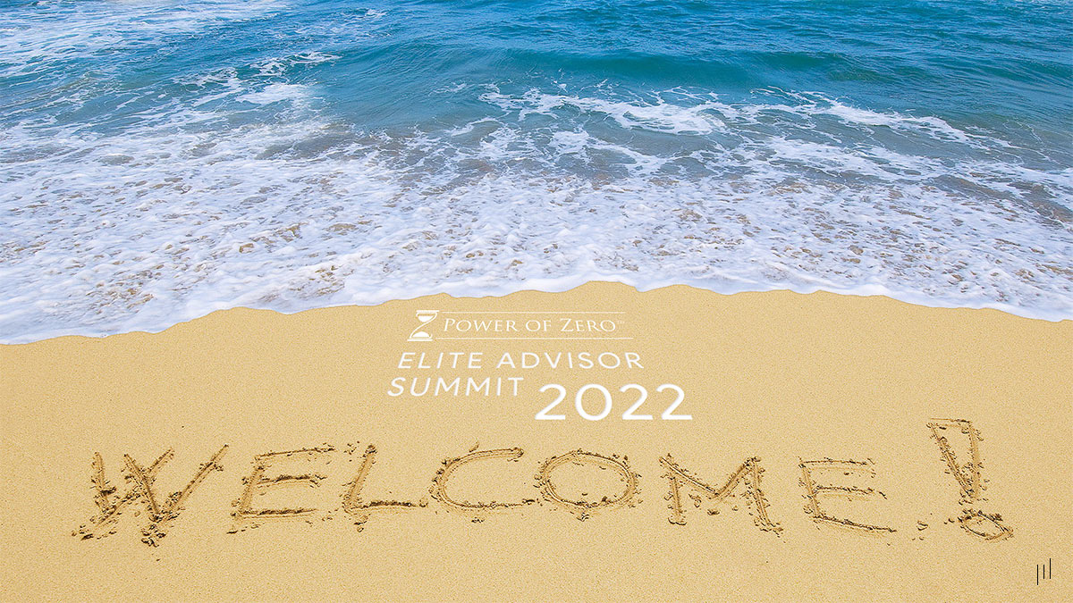 Elite Advisor Summit Puerto Rico 2022 – Opening slide welcoming attendees to the prestigious financial summit.