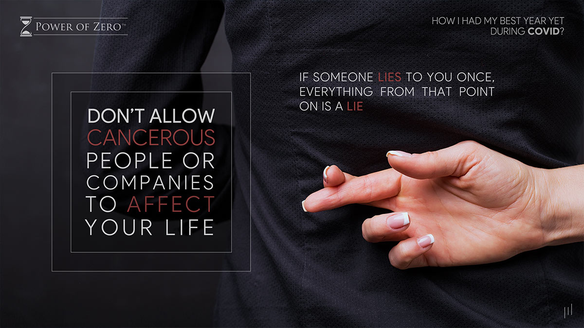 How I Had My Best Year Yet During COVID – Slide highlighting the importance of maintaining a positive and productive environment.