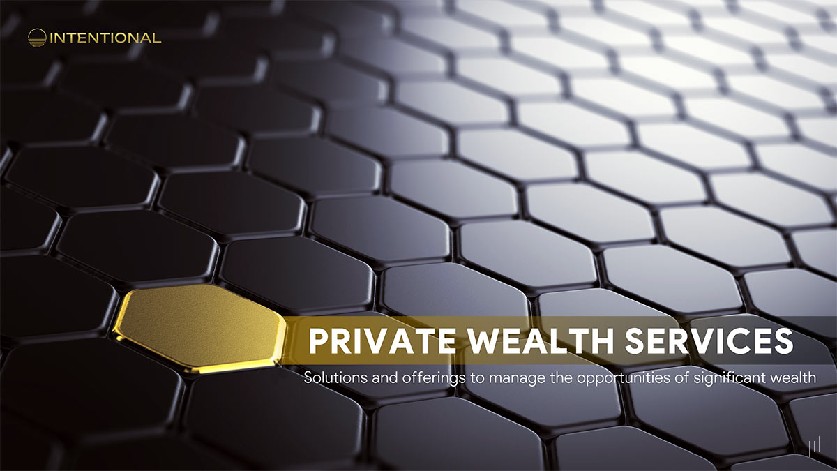 Private Wealth Services – Title slide displaying the presentation name over an elegant background, visually reinforcing professionalism and exclusivity.