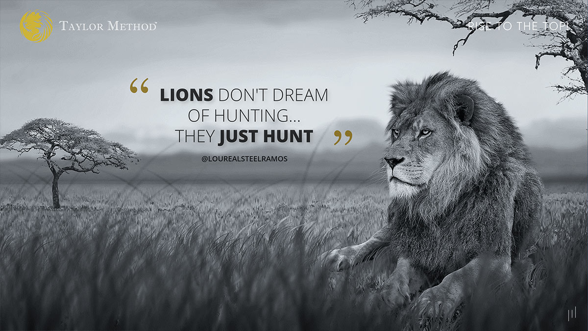 Raise to the Top – Slide featuring a lion poised for action, reinforcing the mindset of proactive financial success.